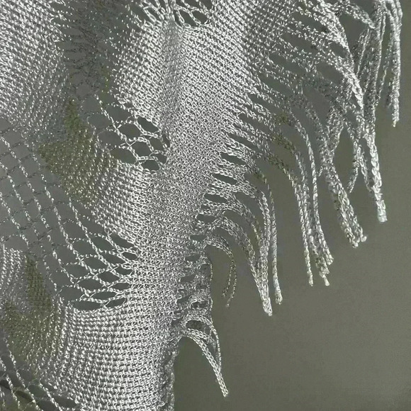 Vintage Manifattura Silver Gray Glittery Formal  Knit Scarf Italy Evening Wear - Picture 6 of 10